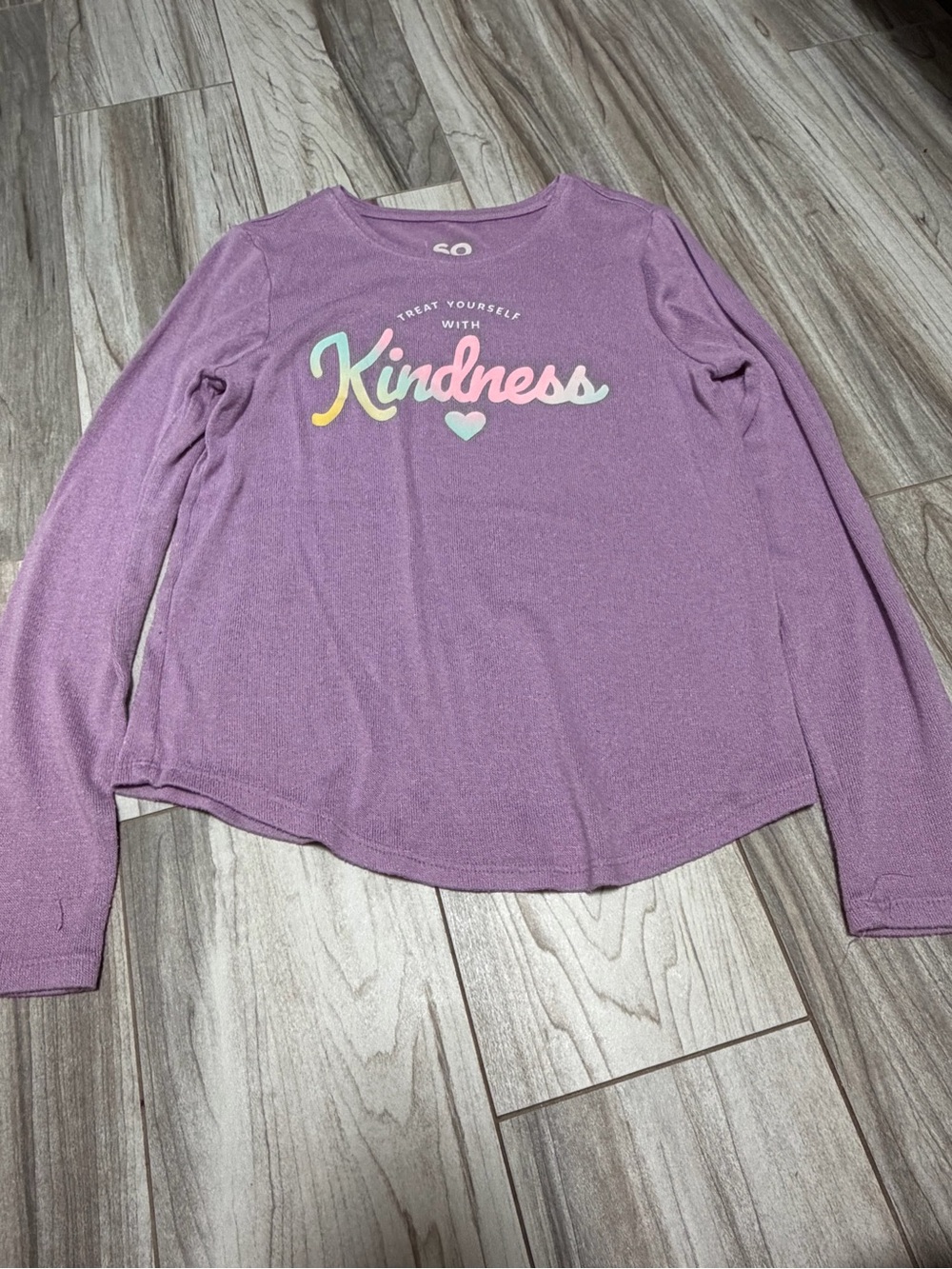 Kids Purple Long-Sleeve Top with 'Kindness' Graphic